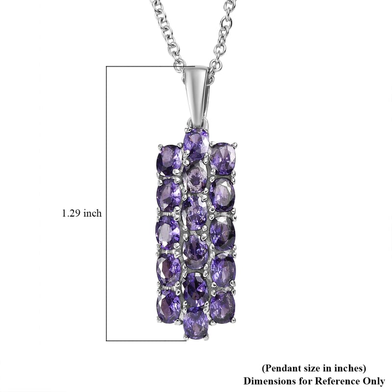 EverTrue Blue Simulated Diamond Pendant Necklace in Stainless Steel 3.60 ctw (20 Inches)