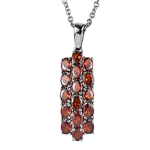 EverTrue Red Simulated Diamond Pendant Necklace in Stainless Steel 3.50 ctw (20 Inches)