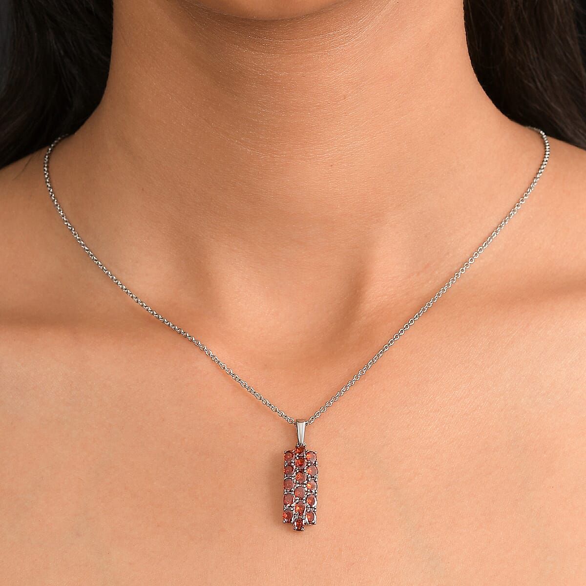 EverTrue Red Simulated Diamond Pendant Necklace in Stainless Steel 3.50 ctw (20 Inches) image number 2