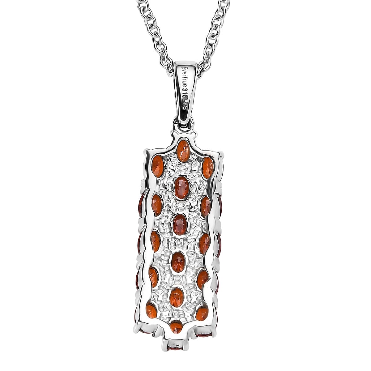 EverTrue Red Simulated Diamond Pendant Necklace in Stainless Steel 3.50 ctw (20 Inches) image number 4