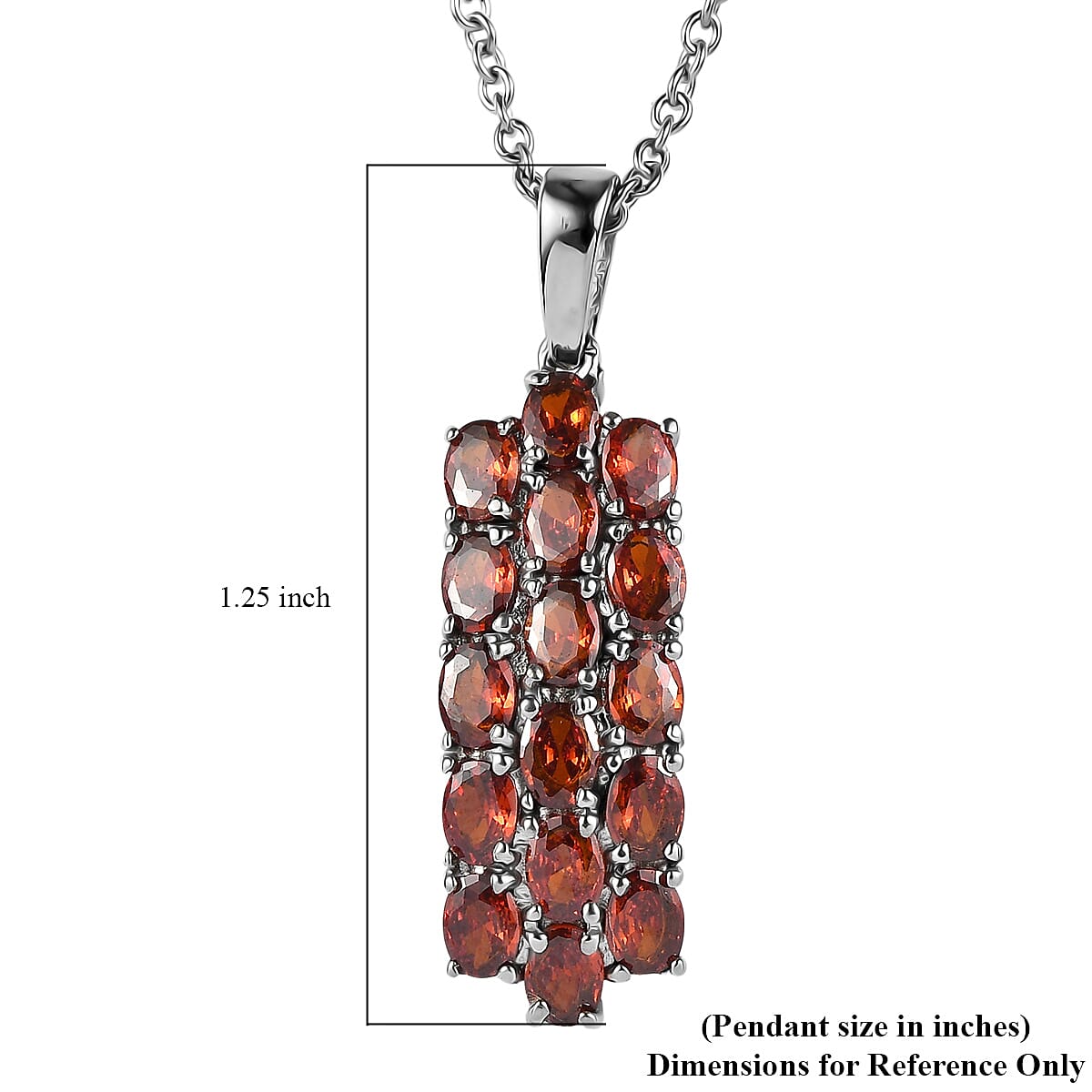 EverTrue Red Simulated Diamond Pendant Necklace in Stainless Steel 3.50 ctw (20 Inches) image number 5