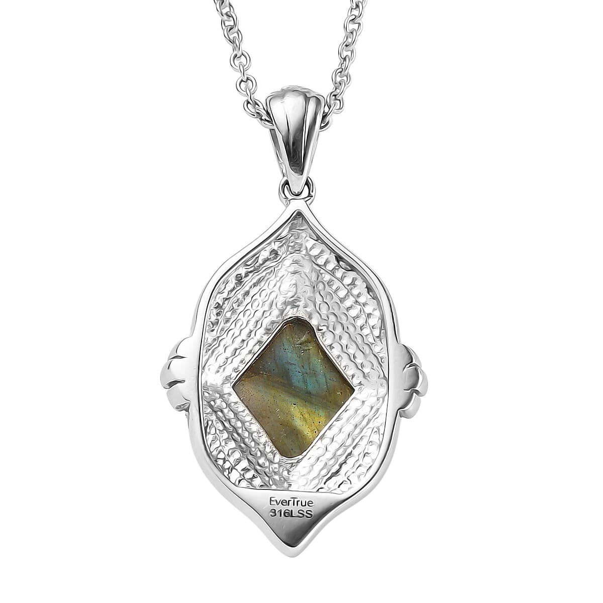 EverTrue Malagasy Labradorite 6.50 ctw Pendant Necklace in Stainless Steel 20 Inches image number 4