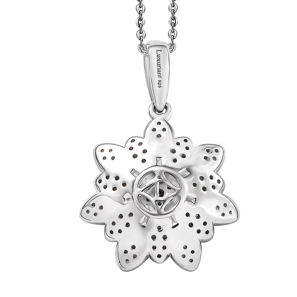 D'Joy Luxuriant Lab Grown Diamond and Lab Grown Yellow Diamond (IR) (SI) 0.50 ctw Sunflower Radiance Pendant Necklace 20 Inches in Rhodium Over Sterling Silver image number 7