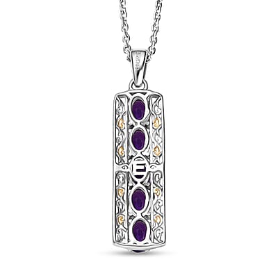 EverTrue African Amethyst 2.10 ctw Pendant in 18K YG Plated and Platinum Bond with Stainless Steel Necklace 20 Inches