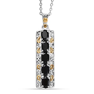 EverTrue Thai Black Spinel 2.10 ctw Pendant in 18K YG Plated and Platinum Bond with Stainless Steel Necklace 20 Inches