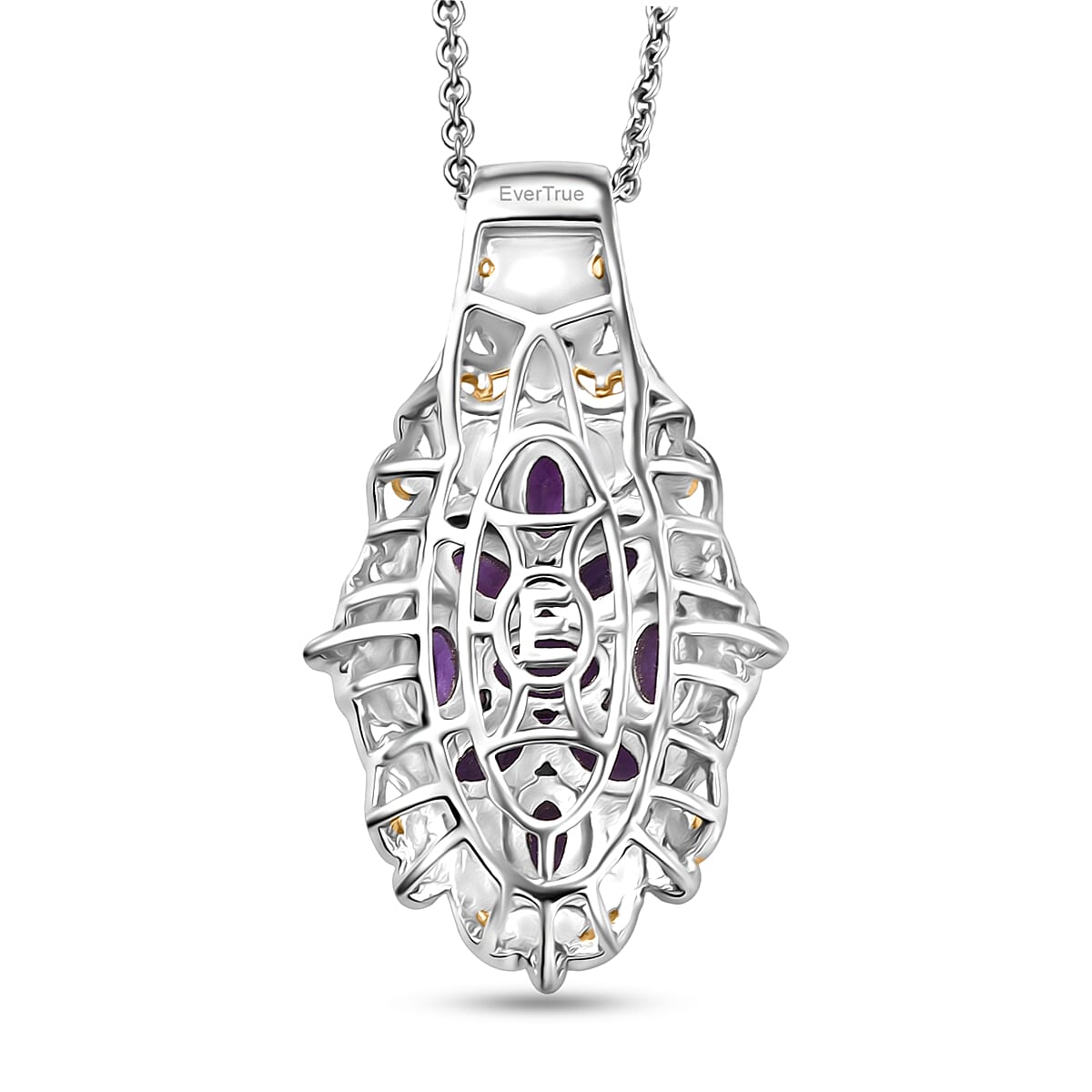 EverTrue African Amethyst 2.24 ctw Pendant in 18K YG Plated and Platinum Bond with Stainless Steel Necklace 20 Inches image number 4