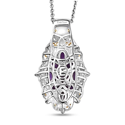 EverTrue African Amethyst 2.24 ctw Pendant in 18K YG Plated and Platinum Bond with Stainless Steel Necklace 20 Inches