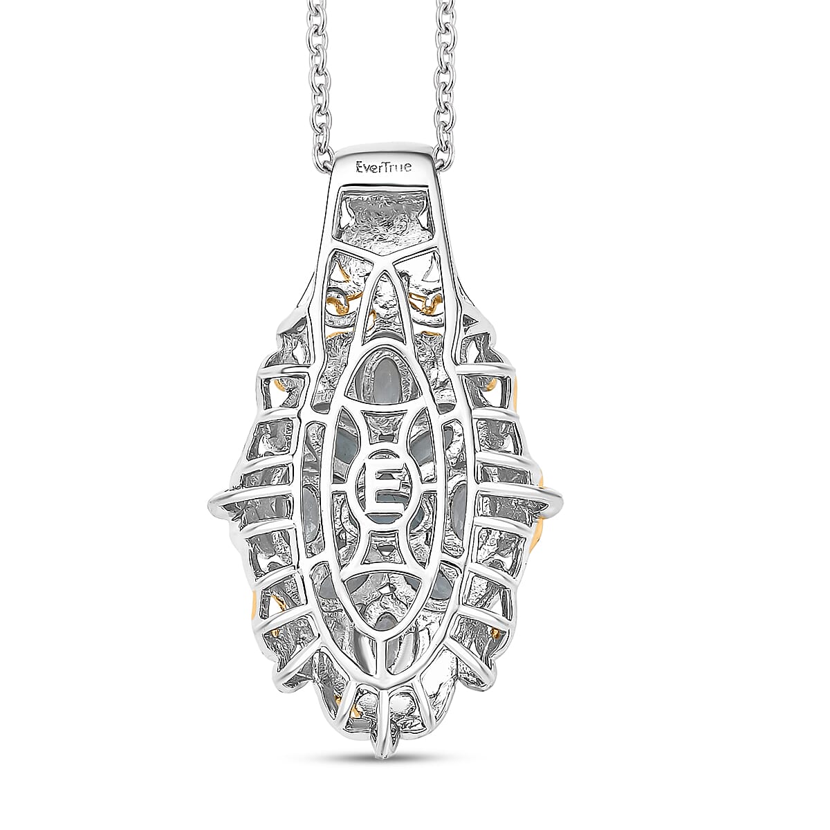 EverTrue Sky Blue Topaz 3.00 ctw Pendant in 18K YG Plated and Platinum Bond with Stainless Steel Necklace 20 Inches image number 4