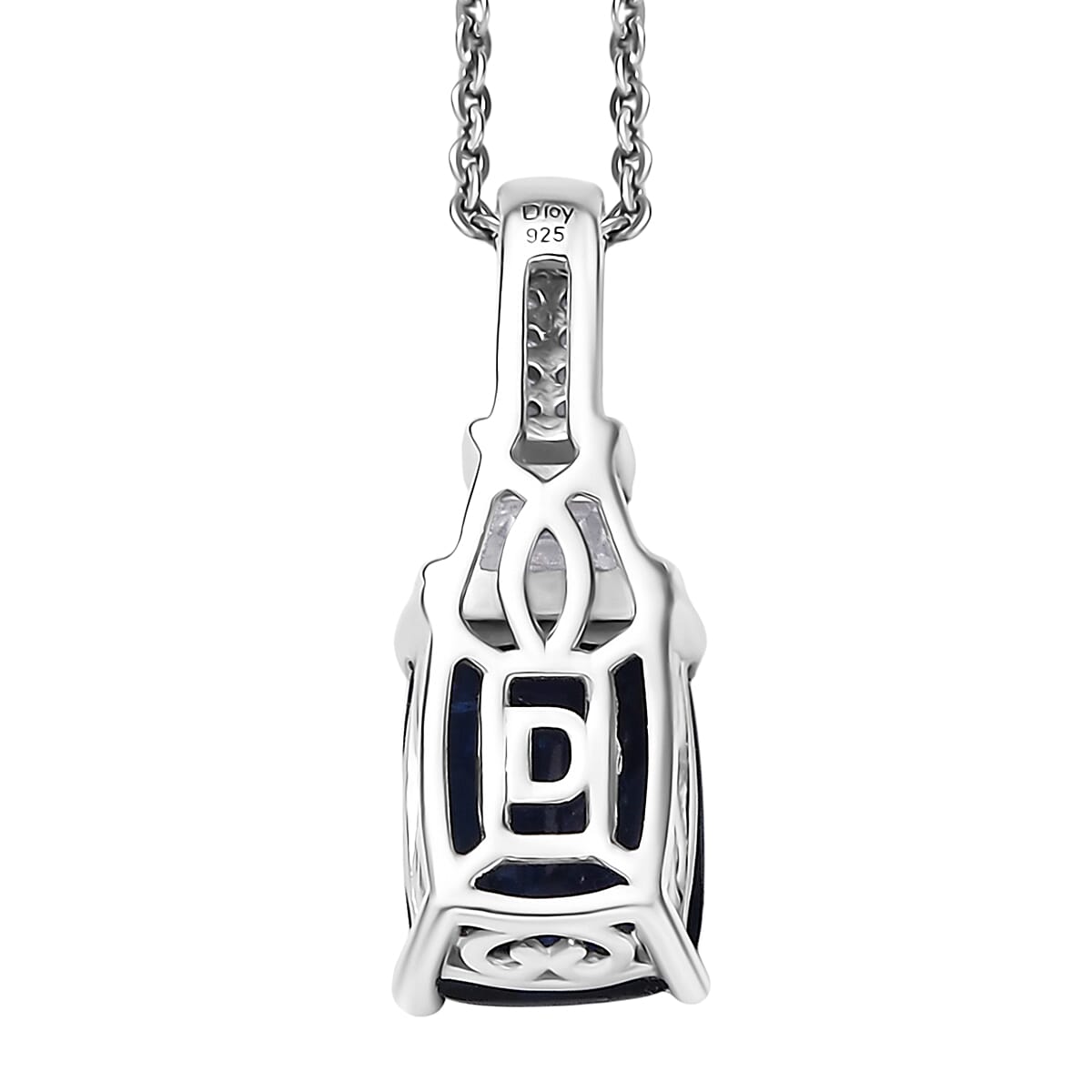 D'Joy Premium Kashmir Kyanite and Moissanite 2.90 ctw The Midnight Tide Pendant Necklace in Rhodium Over Sterling Silver 20 Inches image number 4