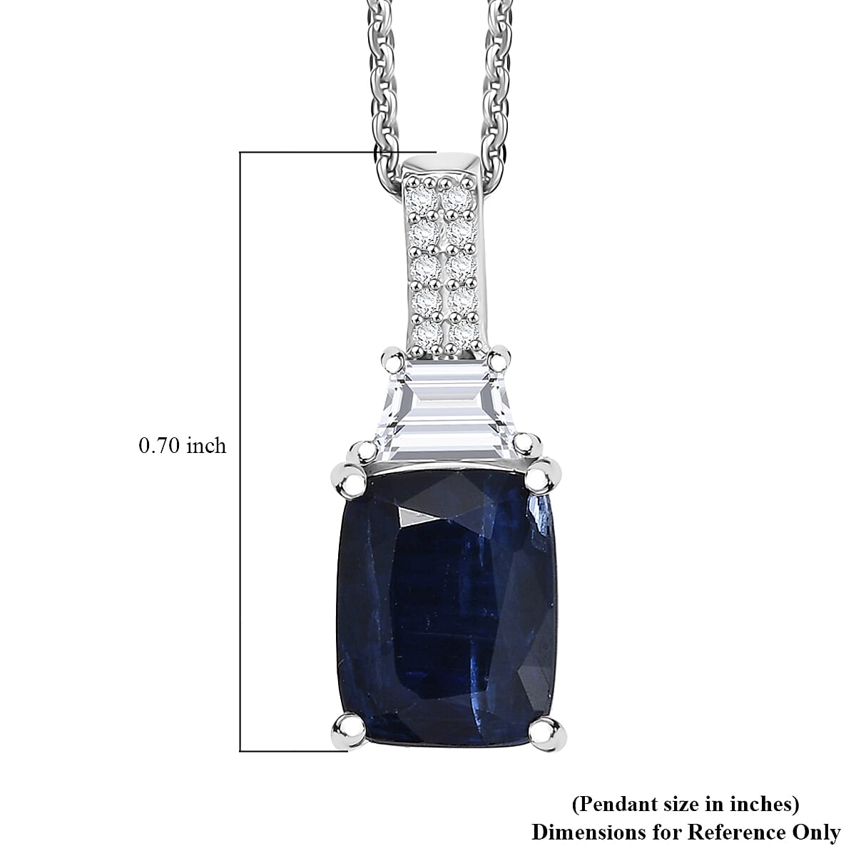 D'Joy Premium Kashmir Kyanite and Moissanite 2.90 ctw The Midnight Tide Pendant Necklace in Rhodium Over Sterling Silver 20 Inches image number 5