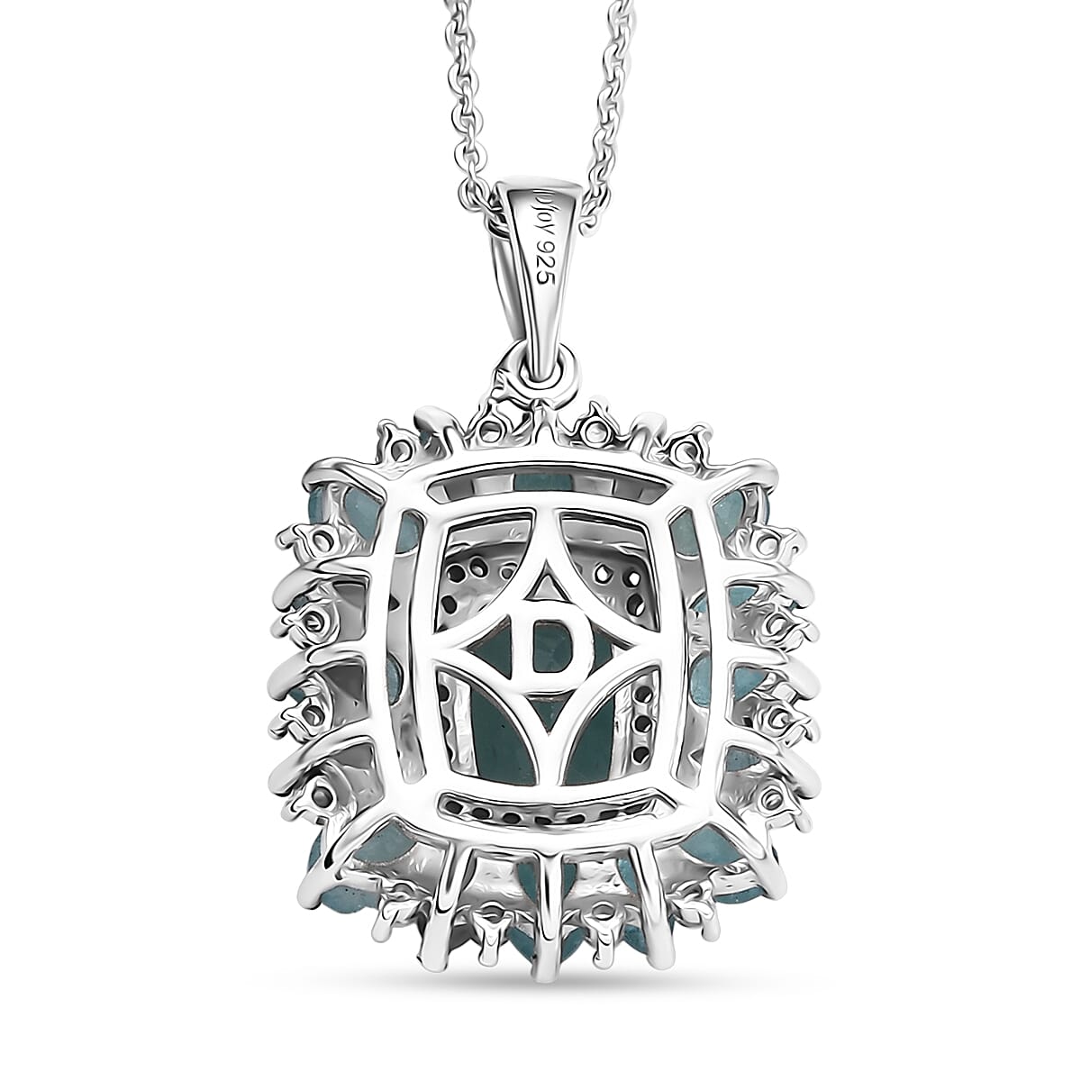 D'Joy Premium Grandidierite and White Zircon 3.80 ctw Pendant Necklace in Rhodium Over Sterling Silver 20 Inches image number 4