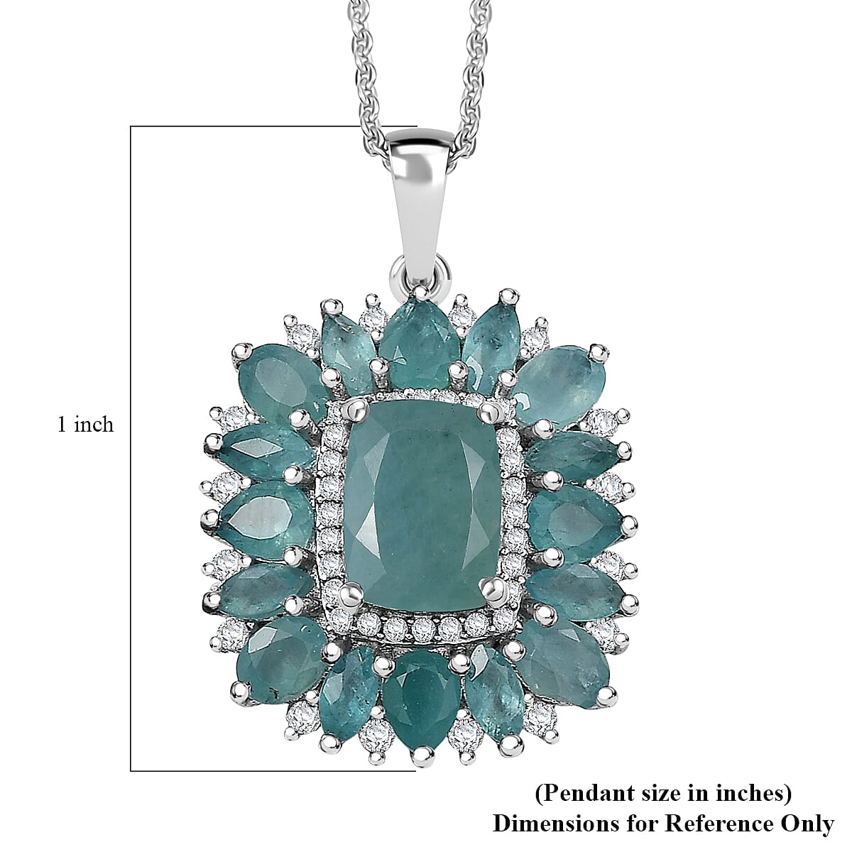 D'Joy Premium Grandidierite and White Zircon 3.80 ctw Pendant Necklace in Rhodium Over Sterling Silver 20 Inches image number 6