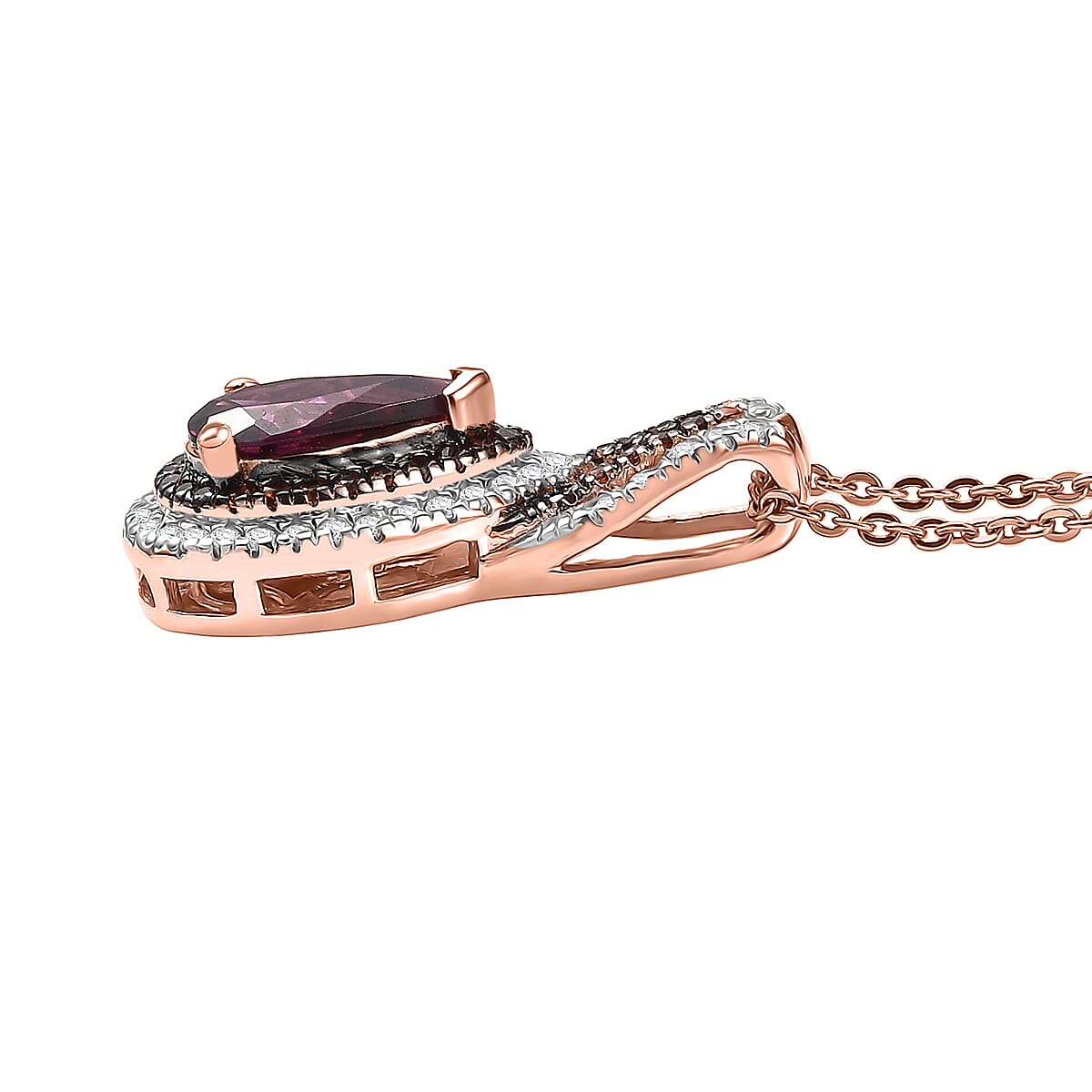 D'Joy AAA Radiant Ember Garnet and Multi Gemstone 1.65 ctw Pendant Necklace 20 Inches in 18K Vermeil Rose Gold Over Sterling Silver image number 3