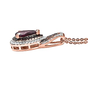 D'Joy AAA Radiant Ember Garnet and Multi Gemstone 1.65 ctw Pendant Necklace 20 Inches in 18K Vermeil Rose Gold Over Sterling Silver