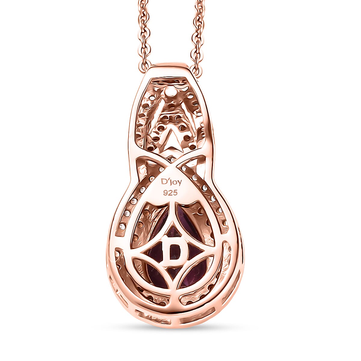 D'Joy AAA Radiant Ember Garnet and Multi Gemstone 1.65 ctw Pendant Necklace 20 Inches in 18K Vermeil Rose Gold Over Sterling Silver