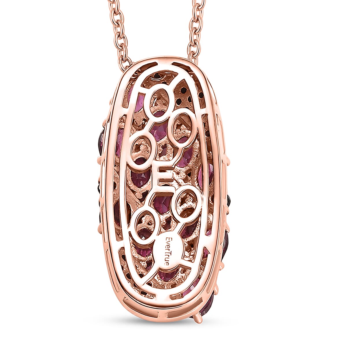 EverTrue Orissa Rhodolite Garnet and Thai Black Spinel 3.30 ctw Crimson Leaf Elegance Pendant in 18K RG Plated with ION Plated RG Stainless Steel Necklace 20 Inches