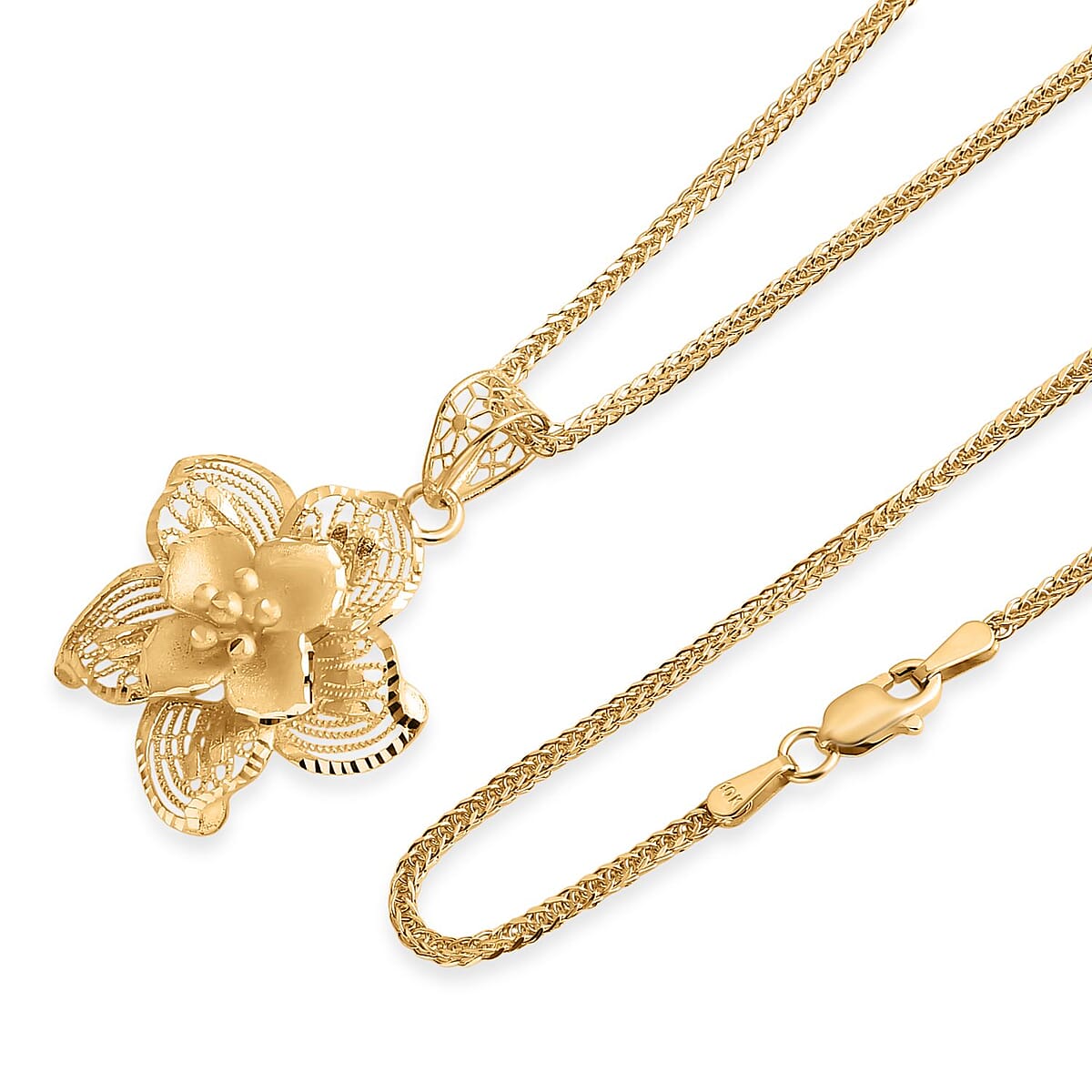Blooming Flower Pendant Necklace in 10K Yellow Gold 3.10 Grams 20 Inches image number 3
