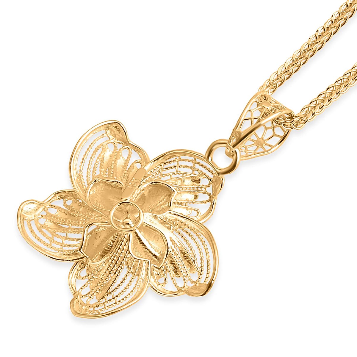 Blooming Flower Pendant Necklace in 10K Yellow Gold 3.10 Grams 20 Inches image number 4