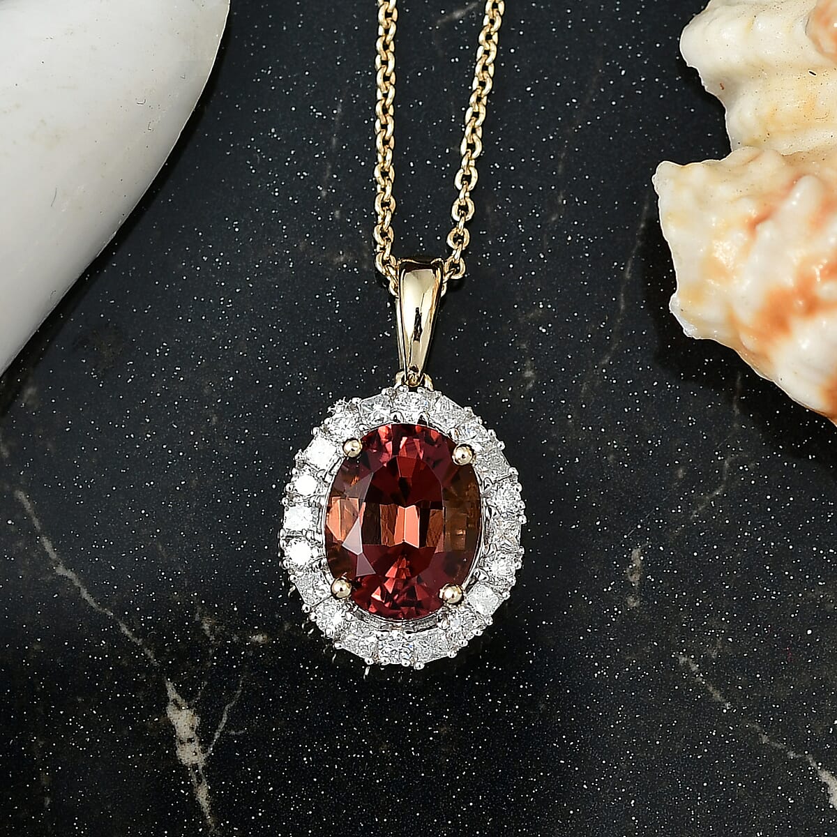 AAA Byzantine Tourmaline and G-H SI Luxuriant Lab Grown Diamond 2.56 ctw Pendant Necklace in 10K Yellow Gold 20 Inches image number 1