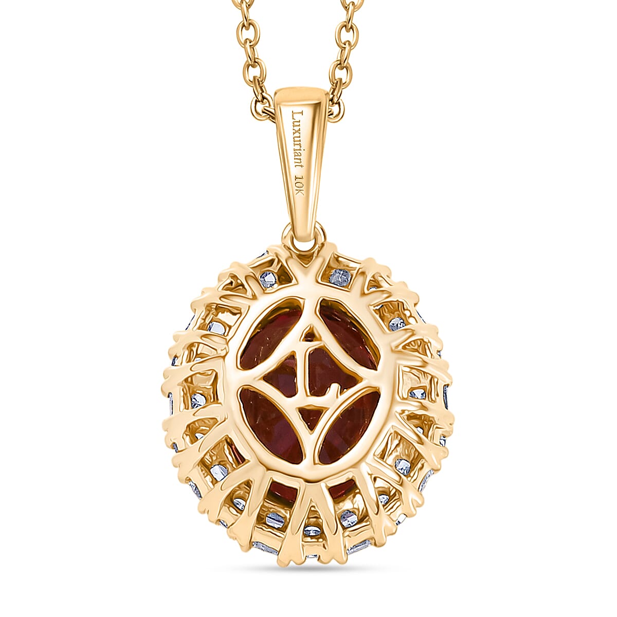 AAA Byzantine Tourmaline and G-H SI Luxuriant Lab Grown Diamond 2.56 ctw Pendant Necklace in 10K Yellow Gold 20 Inches image number 4