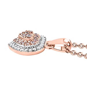 D'Joy Natural Pink and White Diamond I3 0.25 ctw Heart Pendant Necklace in 18K Vermeil Rose Gold Over Sterling Silver 20 Inches