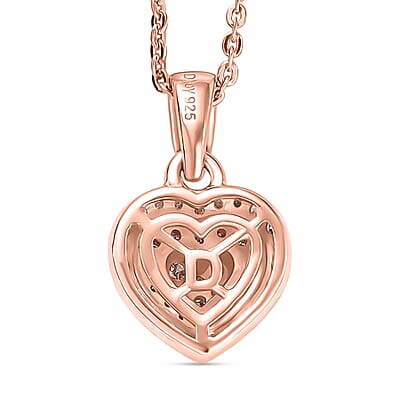 D'Joy Natural Pink and White Diamond I3 0.25 ctw Heart Pendant Necklace in 18K Vermeil Rose Gold Over Sterling Silver 20 Inches