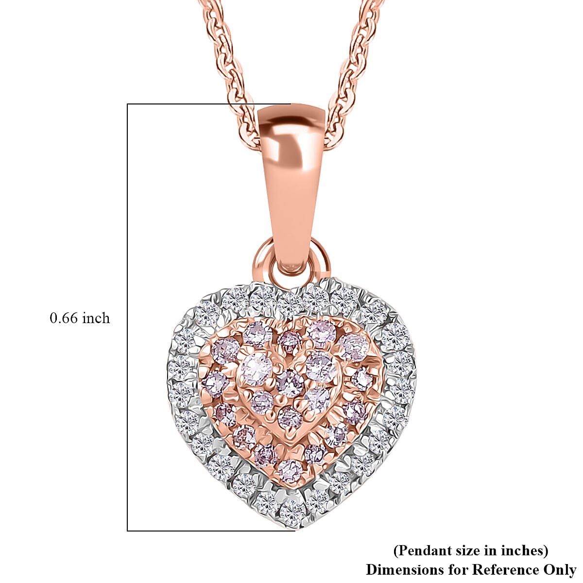 D'Joy Natural Pink and White Diamond I3 0.25 ctw Heart Pendant Necklace in 18K Vermeil Rose Gold Over Sterling Silver 20 Inches image number 6