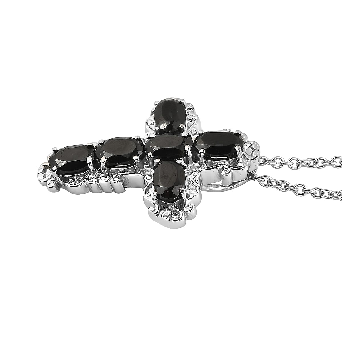 EverTrue Thai Black Spinel Pendant Necklace (20 Inches) in Stainless Steel 3.25 ctw image number 3