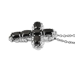 EverTrue Thai Black Spinel Pendant Necklace in Stainless Steel 3.25 ctw (20 Inches)