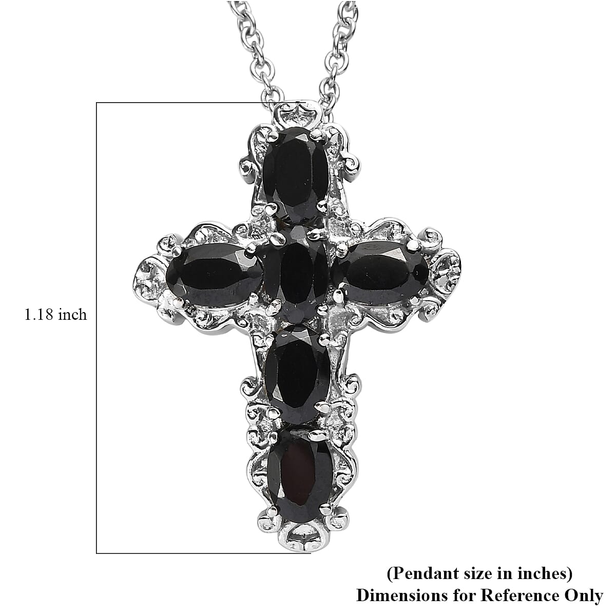 EverTrue Thai Black Spinel Pendant Necklace in Stainless Steel 3.25 ctw (20 Inches)