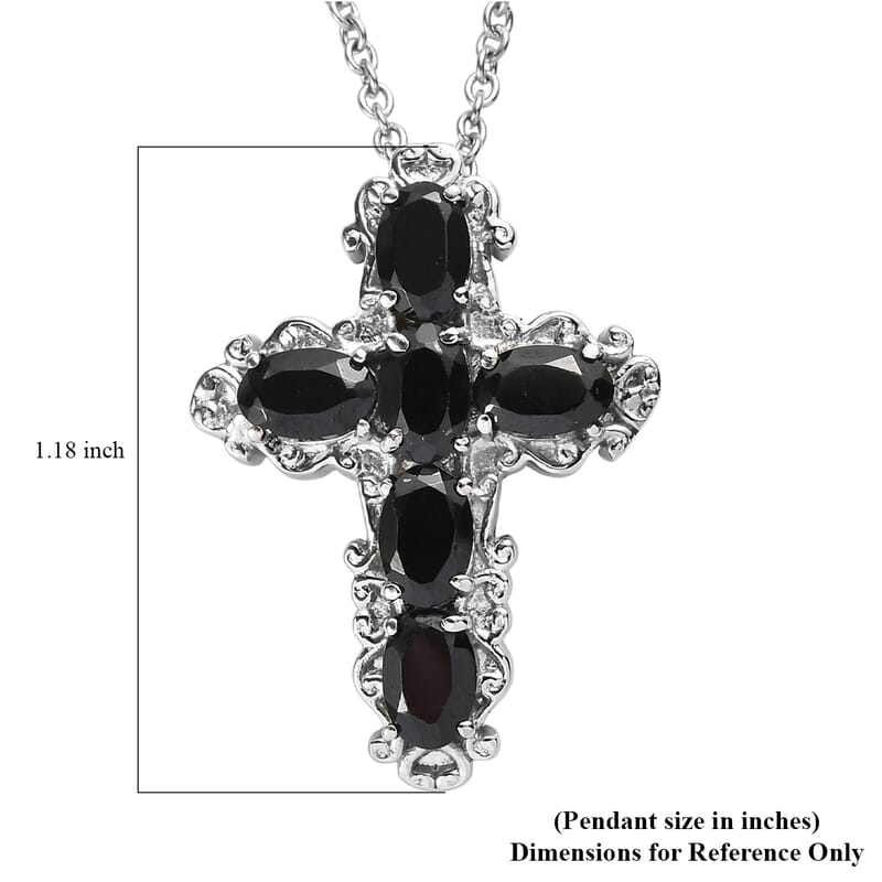 EverTrue Thai Black Spinel Pendant Necklace in Stainless Steel 3.25 ctw (20 Inches)