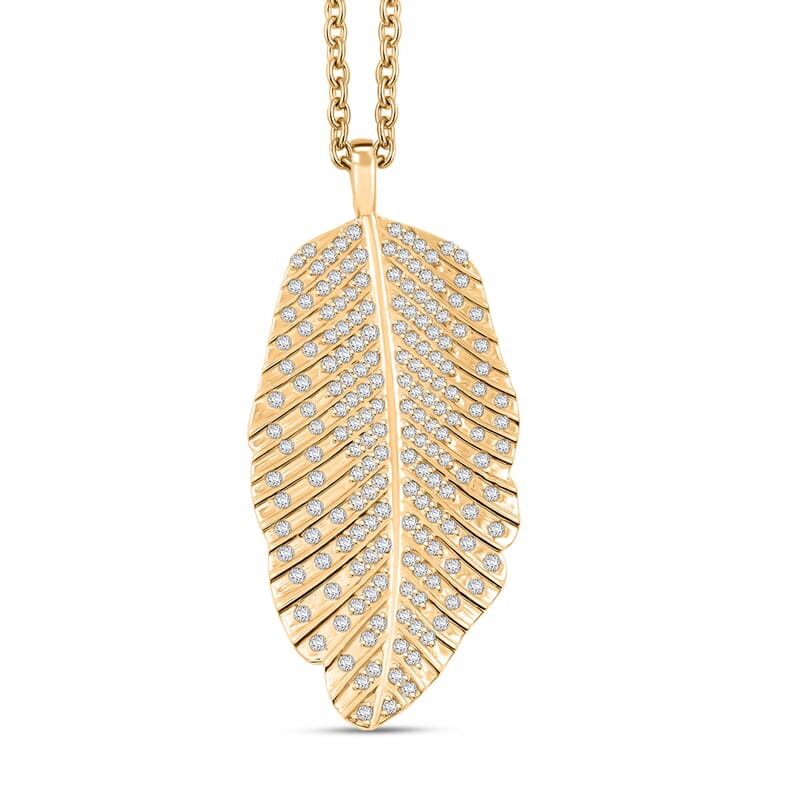 Clarte Fylla Collection Moissanite 0.60 ctw Pendant Necklace in 14K Yellow Gold Over Sterling Silver 18 Inches