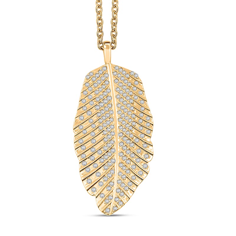 Clarte Fylla Collection Moissanite 0.60 ctw Pendant Necklace in 14K Yellow Gold Over Sterling Silver 18 Inches