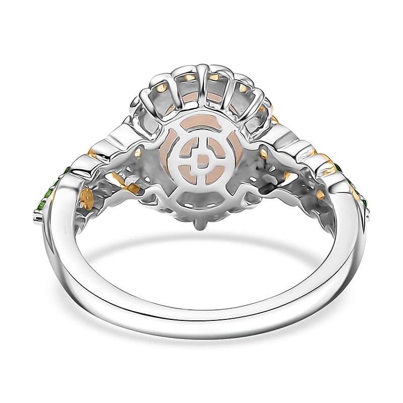 2 Piece Set - D'Joy Premium Ethiopian Welo Opal and Chrome Diopside 2.75 ctw Victorian Filigree Ring (Size 7) and Pendant Necklace 20 Inches in 18K Vermeil YG and Rhodium Over Sterling Silver
