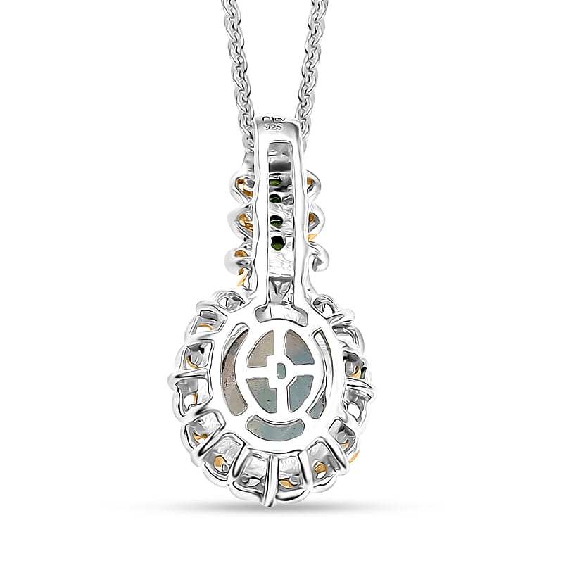 2 Piece Set - D'Joy Premium Ethiopian Welo Opal and Chrome Diopside 2.75 ctw Victorian Filigree Ring (Size 7) and Pendant Necklace 20 Inches in 18K Vermeil YG and Rhodium Over Sterling Silver
