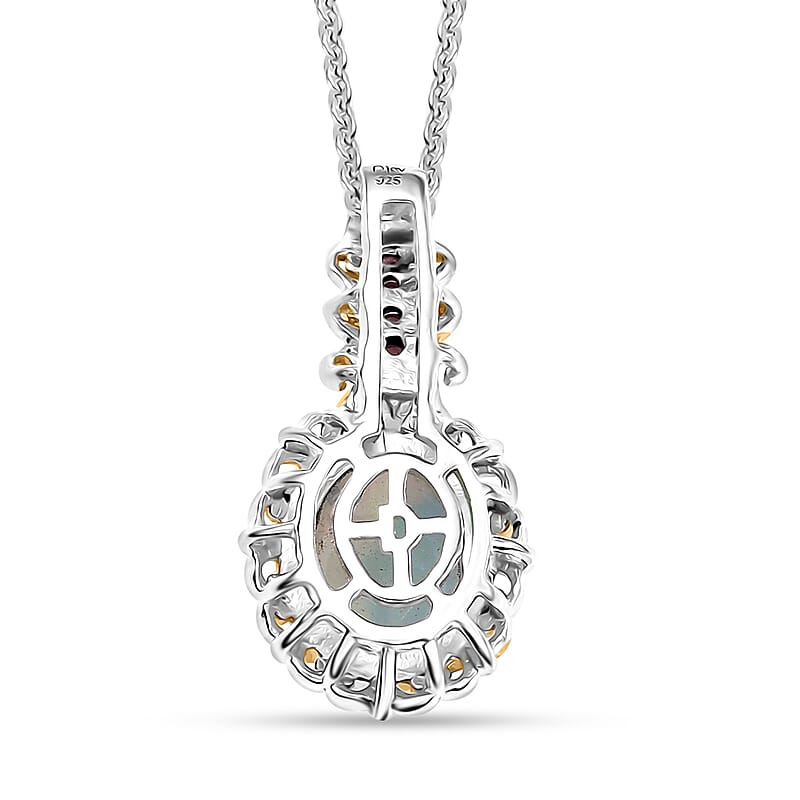 2 Piece Set - D'Joy Premium Ethiopian Welo Opal, Ouro Fino Rubellite 2.65 ctw Victorian Filigree Ring (Size 7.0) and Pendant Necklace 20 Inches in 18K Vermeil YG and Rhodium Over Sterling Silver