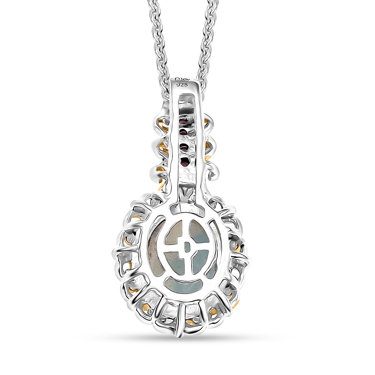 2 Piece Set - D'Joy Premium Ethiopian Welo Opal, Ouro Fino Rubellite 2.65 ctw Victorian Filigree Ring (Size 10.0) and Pendant Necklace 20 Inches in 18K Vermeil YG and Rhodium Over Sterling Silver image number 8