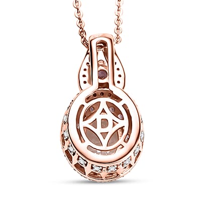 D'Joy Premium Pink Morganite and Moissanite 1.85 ctw Blush Coronet Pendant Necklace 20 Inches in 18K Vermeil Rose Gold Over Sterling Silver