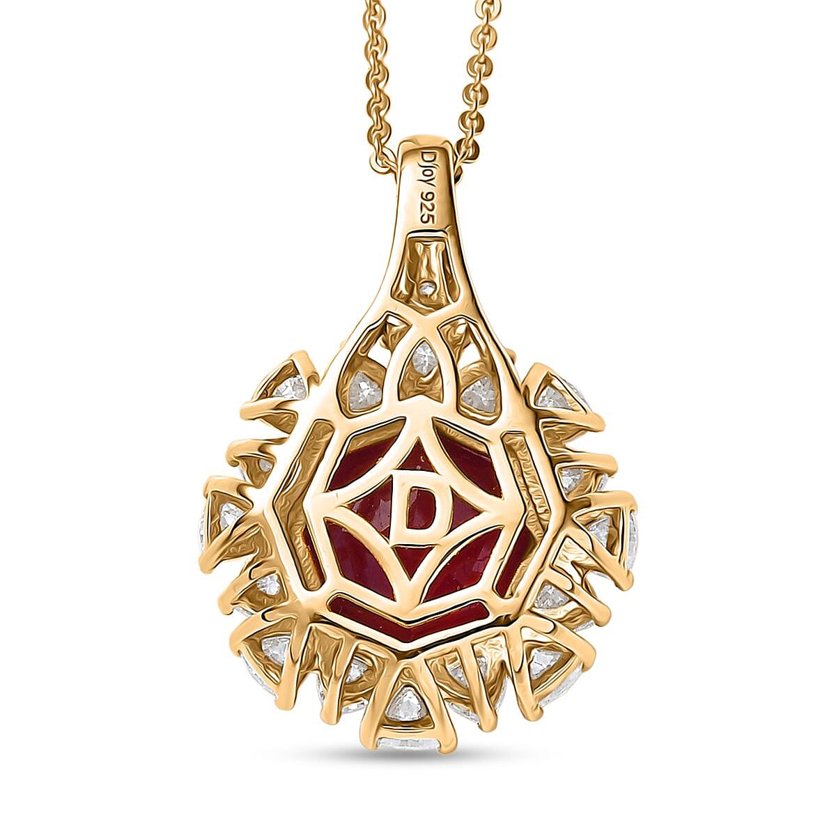 D'Joy Niassa Ruby (FF), Moissanite Pendant Necklace (20 Inches) in 18K Vermeil YG Over Sterling Silver 8.00 ctw image number 4