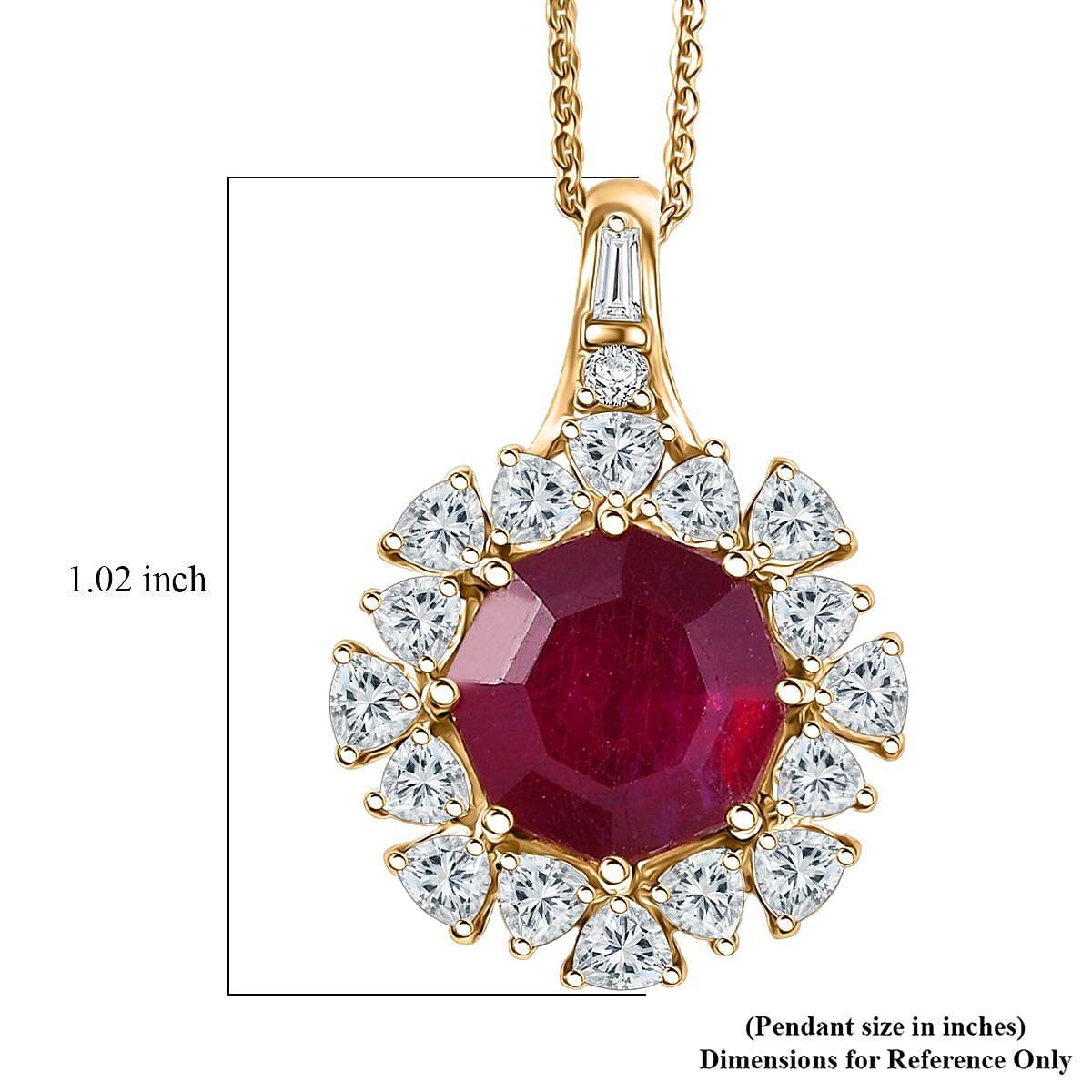D'Joy Niassa Ruby (FF), Moissanite Pendant Necklace (20 Inches) in 18K Vermeil YG Over Sterling Silver 8.00 ctw image number 6