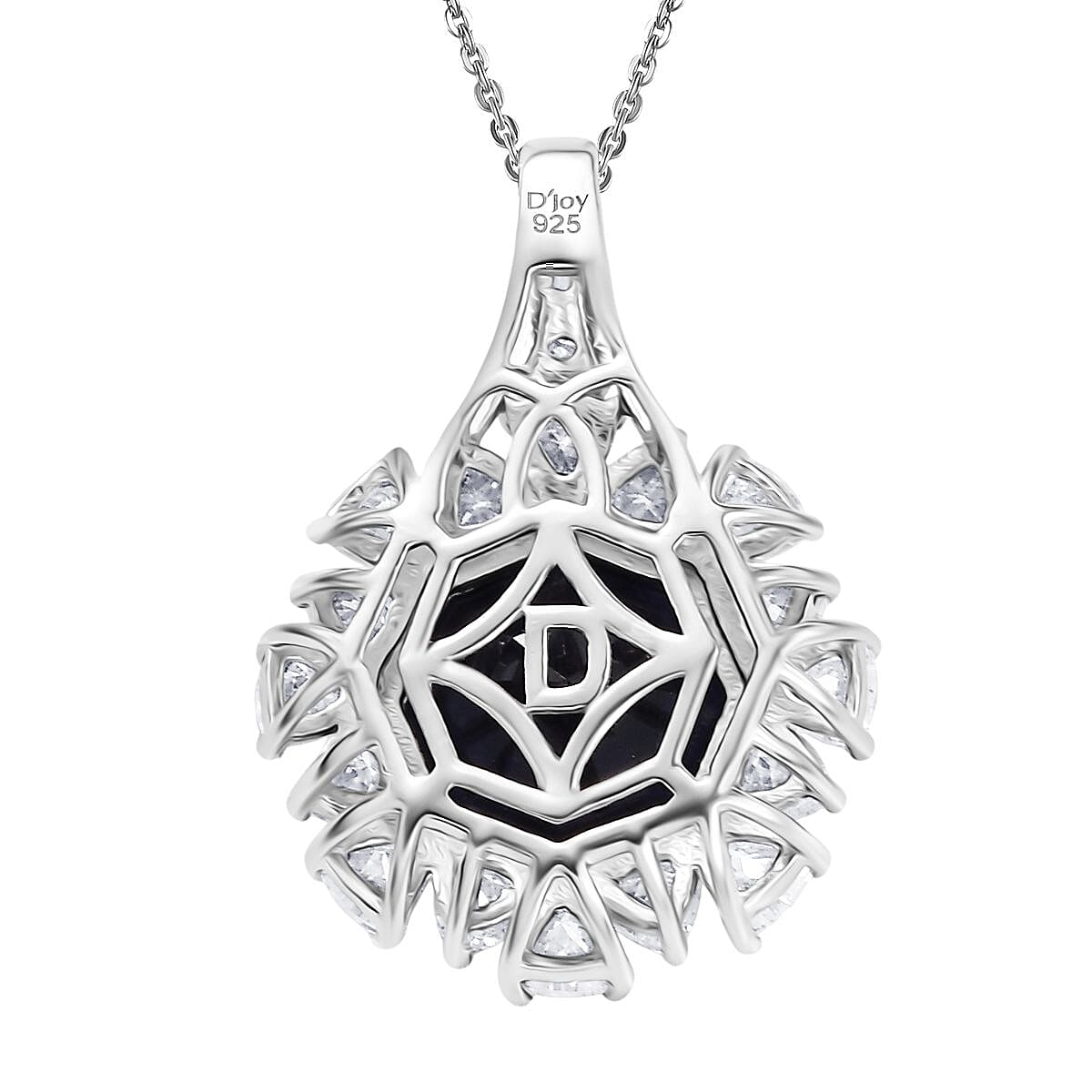 D'Joy Masoala Sapphire (D) and Moissanite 8.20 ctw Pendant Necklace in Rhodium Over Sterling Silver 20 Inches image number 4