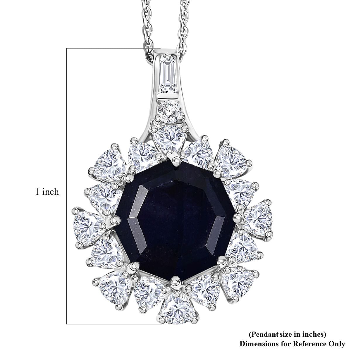 D'Joy Masoala Sapphire (D) and Moissanite 8.20 ctw Pendant Necklace in Rhodium Over Sterling Silver 20 Inches image number 5