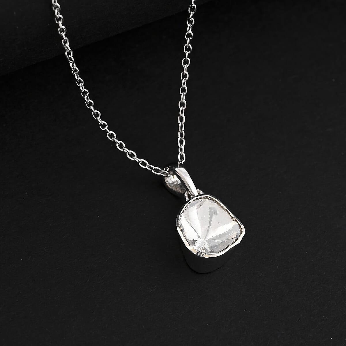 Lab Grown Polki Diamond 0.25 ctw Pendant Necklace 18 Inches in Sterling Silver image number 1