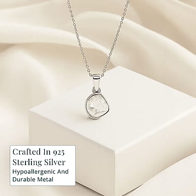 Lab Grown Polki Diamond 0.25 ctw Pendant Necklace 18 Inches in Sterling Silver