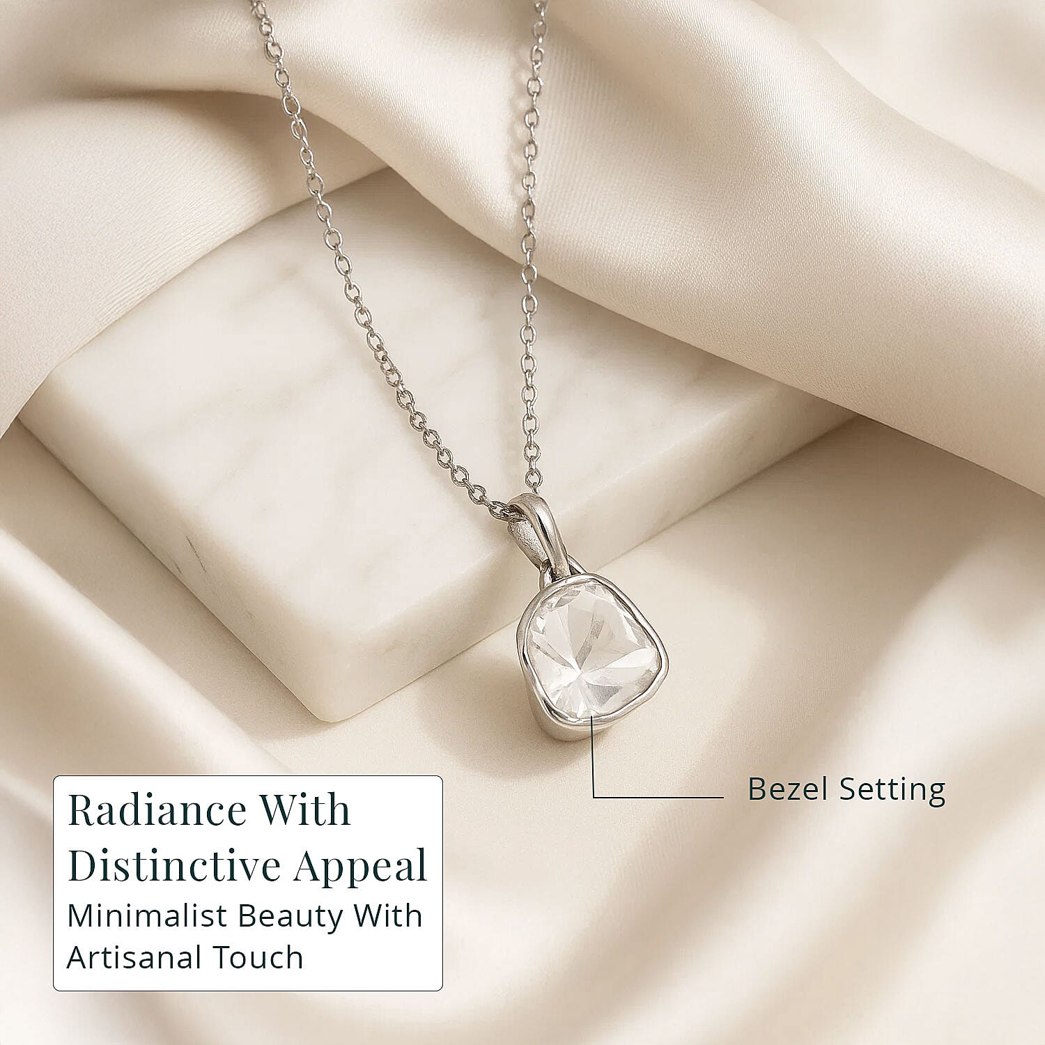 Lab Grown Polki Diamond 0.25 ctw Pendant Necklace 18 Inches in Sterling Silver