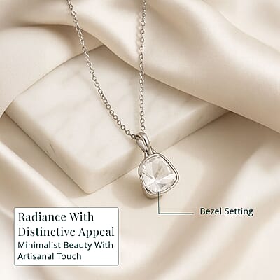 Lab Grown Polki Diamond 0.25 ctw Pendant Necklace 18 Inches in Sterling Silver