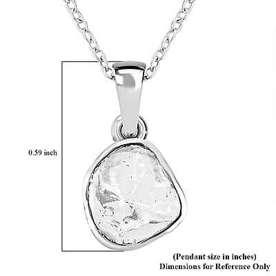 Lab Grown Polki Diamond 0.25 ctw Pendant Necklace 18 Inches in Sterling Silver