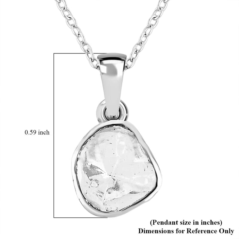 Lab Grown Polki Diamond 0.25 ctw Pendant Necklace 18 Inches in Sterling Silver