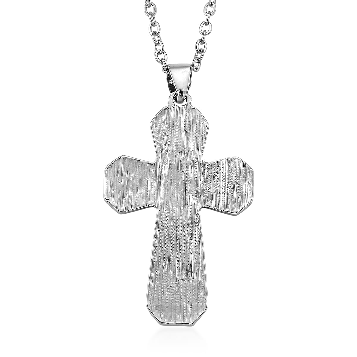 Connemara Marble 20.00 ctw Cross Pendant in Silvertone with Stainless Steel Necklace 20 Inches image number 3