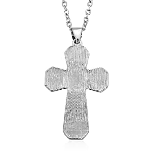 Connemara Marble 20.00 ctw Celtic Strength line of Faith Cross Pendant in Silvertone with Stainless Steel Necklace 20 Inches